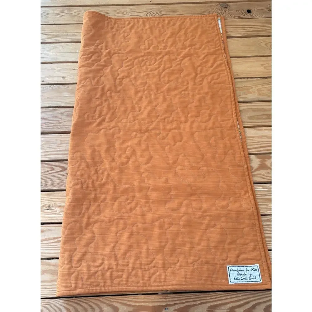 Vintage Komforters For Kids Handmade Clown Quilt Size 38x40 Orange R2